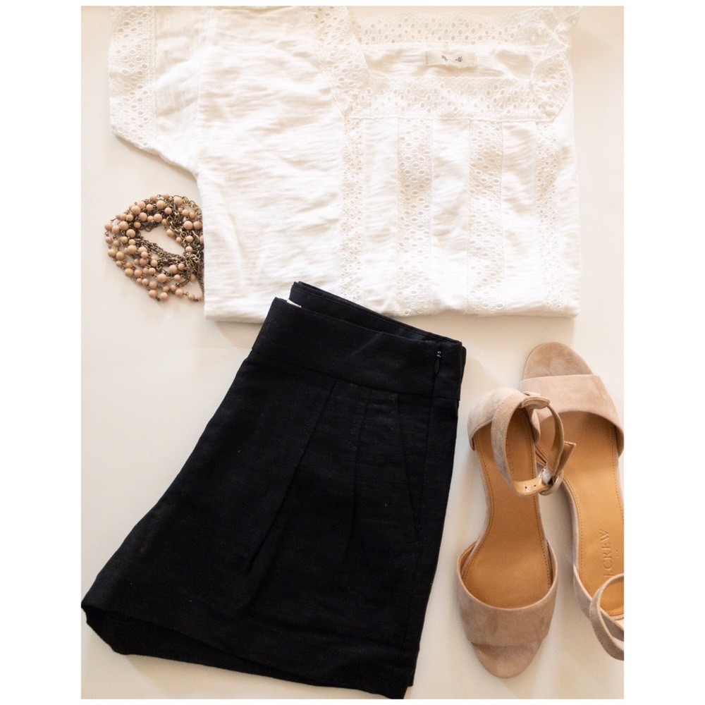 J.crew factory black linen/cotton shorts, size 0
